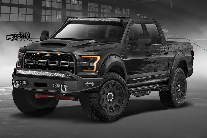 Black Pickup Truck — Dramatic, 3d Render, Light Bar