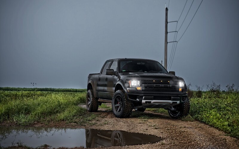 Black Pickup Truck — Dramatic, Night, Photograph, Field