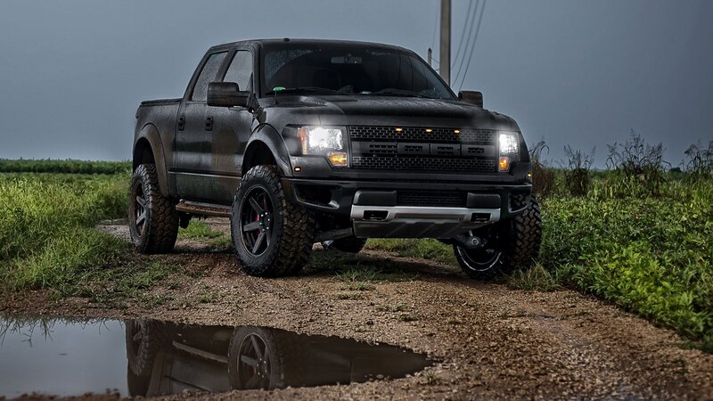 Black Pickup Truck — Dramatic, Night, Photograph, Mud