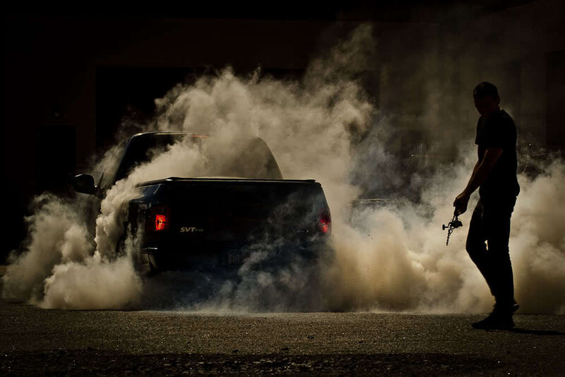 Black Pickup Truck — Dramatic, Night, Photograph