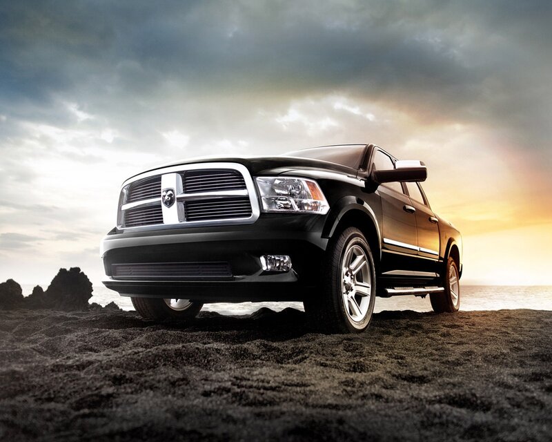Black Pickup Truck — Dramatic, Sunset, Photograph, Beach, Ocean
