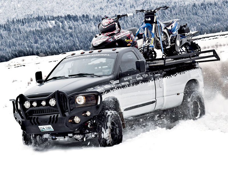 Black Pickup Truck in Snow