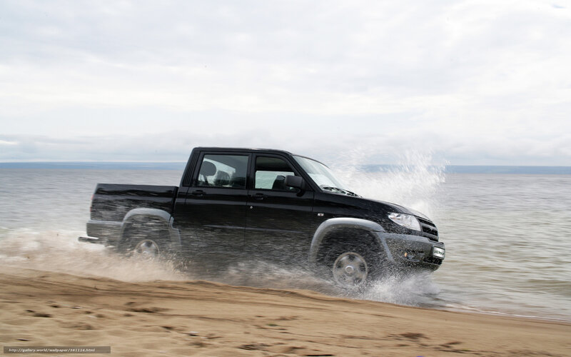 black pickup truck on beach