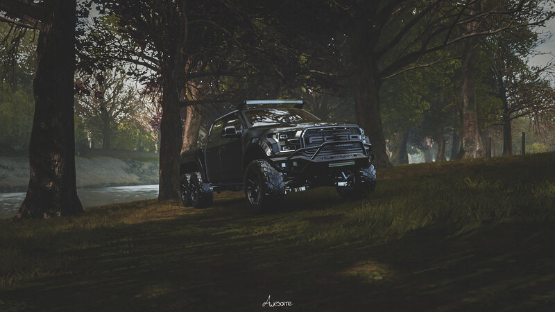 Black Pickup Truck — Serene, Afternoon, 3d Render