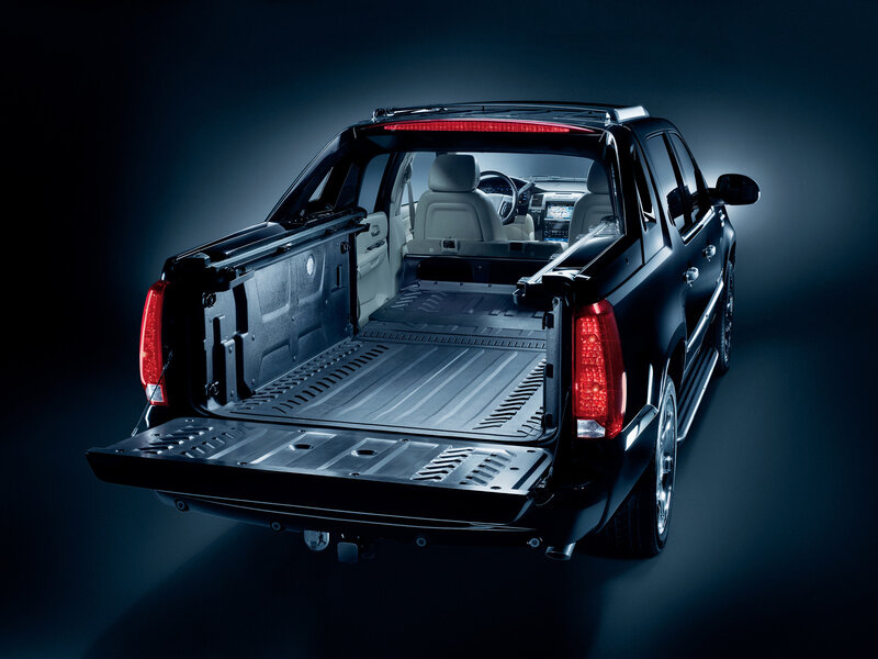 Black pickup truck with open tailgate