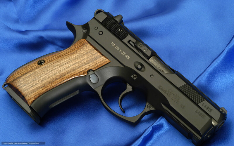 Black Pistol with Wood Grip — Blue