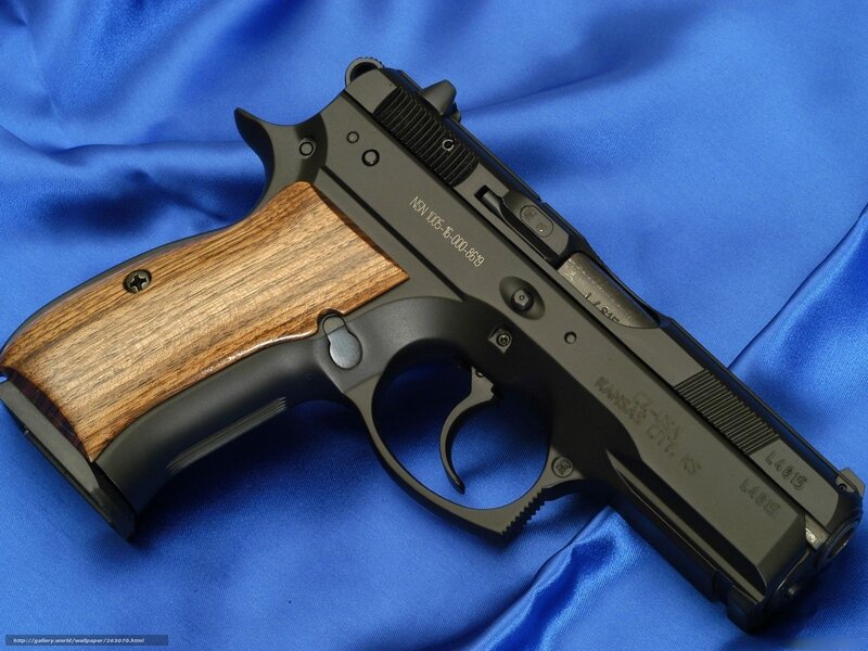 Black Pistol with Wood Grip