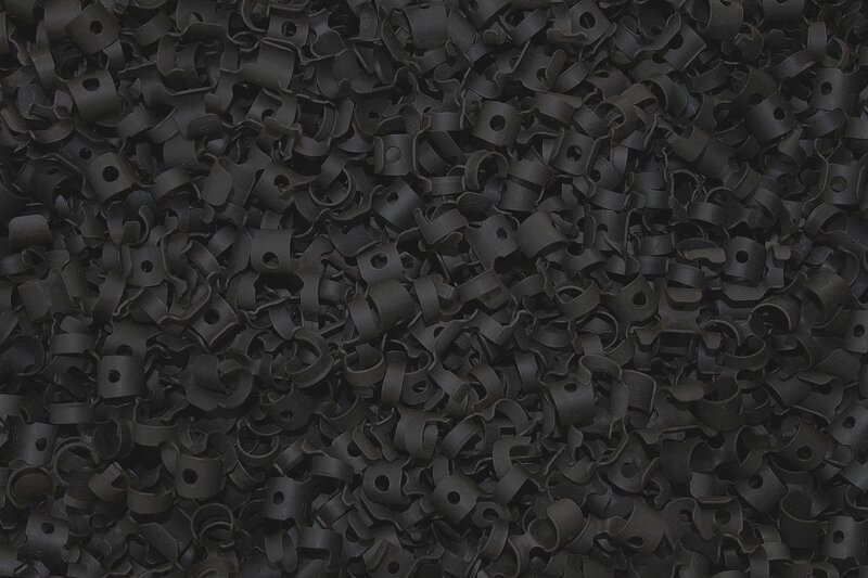 black plastic clips pile