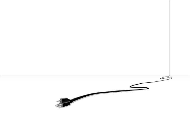 black plug on white background