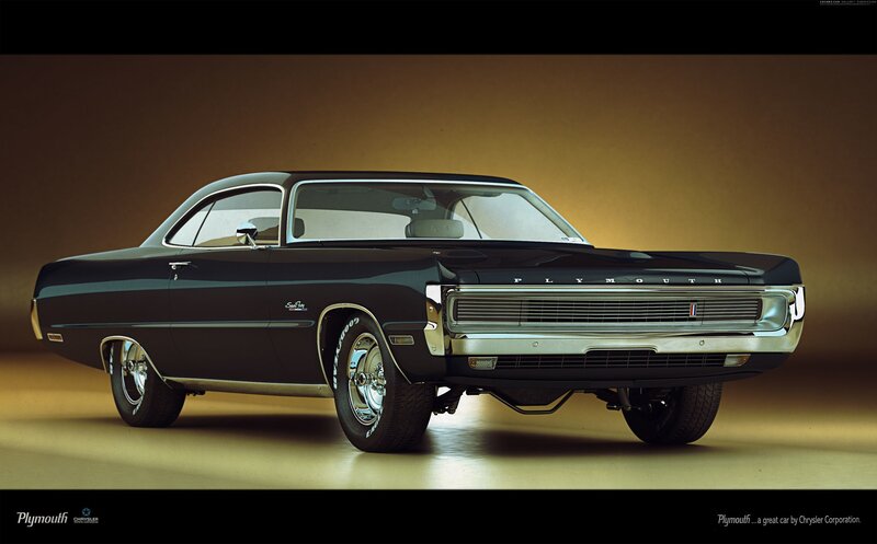 Black Plymouth muscle car