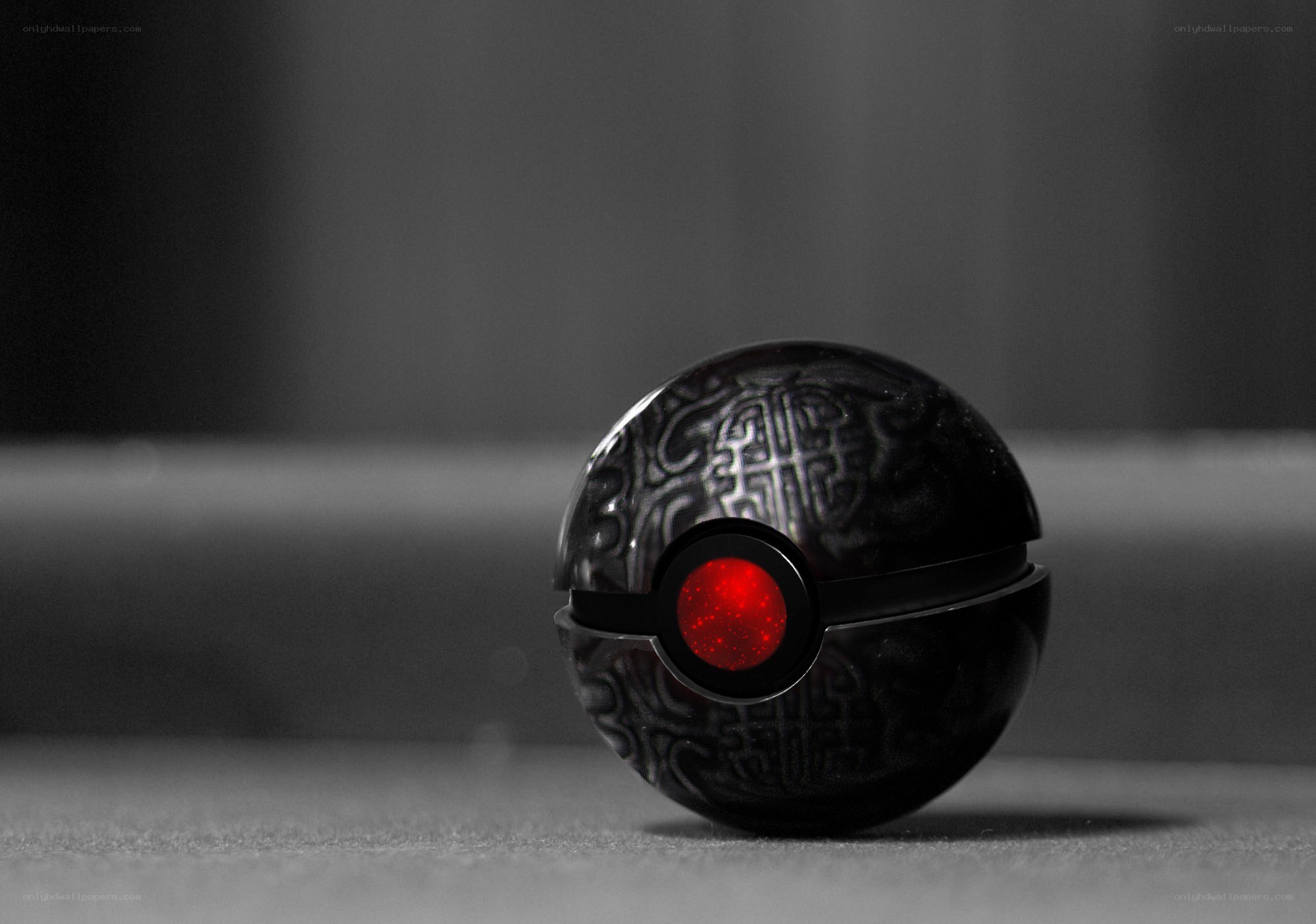 black pokeball with red light