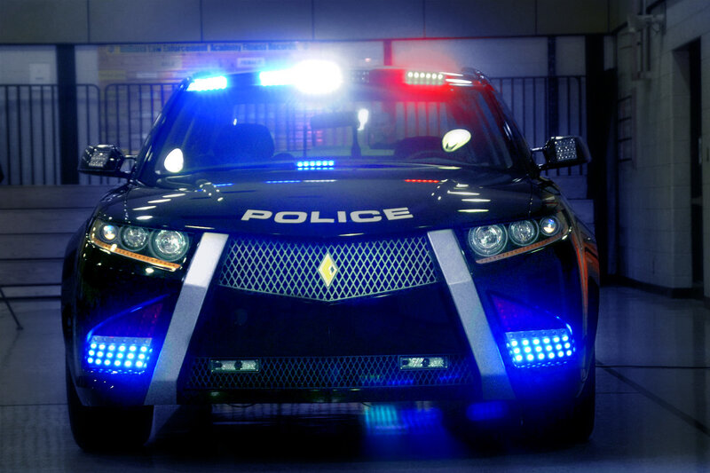 Black Police Car — Blue