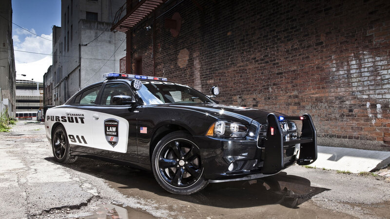 Black Police Car — Dramatic, Afternoon, Photograph