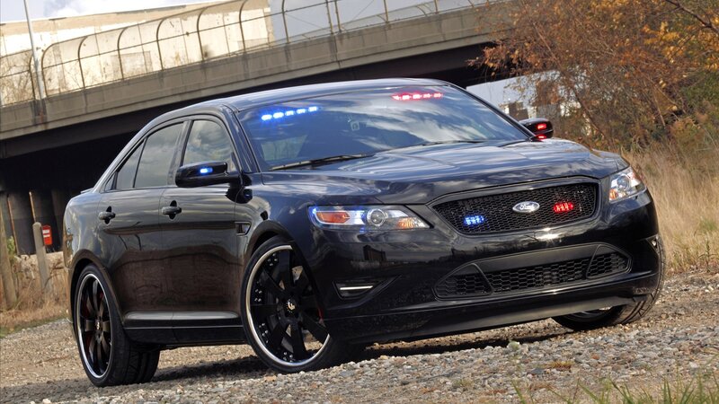 Black Police Car — Dramatic, Autumn, Photograph