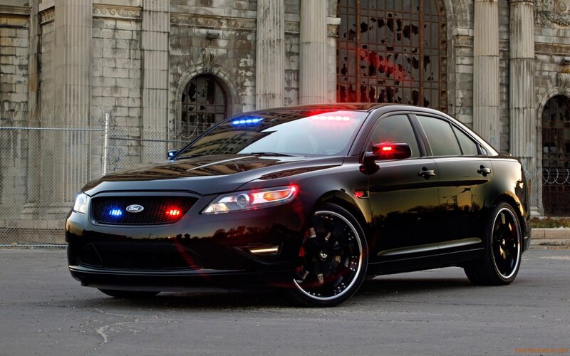 Black Police Car — Dramatic, Night, Photograph, Building