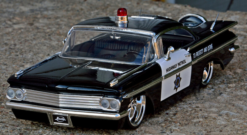 Black Police Car Model — Neutral, Photograph, Light Bar
