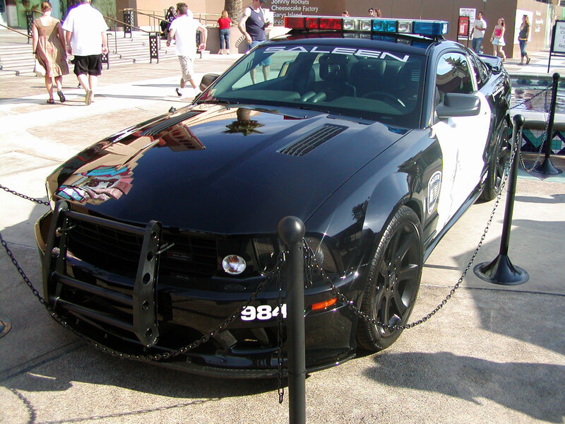 black police car on display