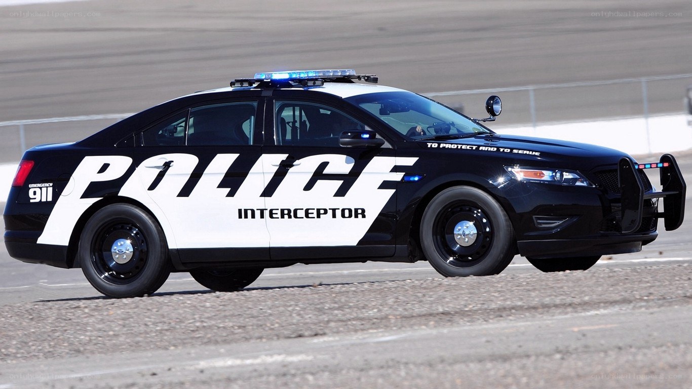 black police interceptor car