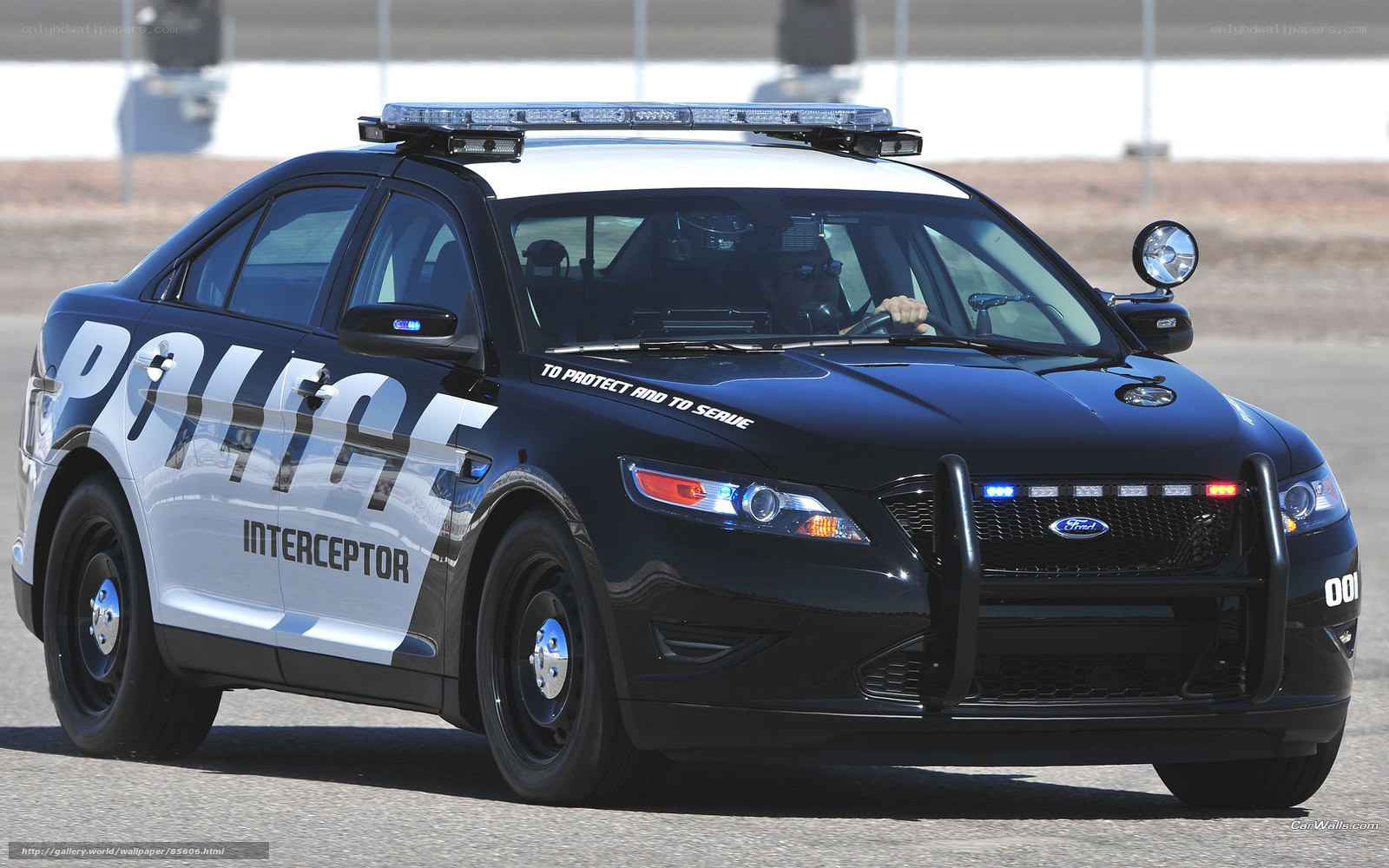 Black police interceptor car