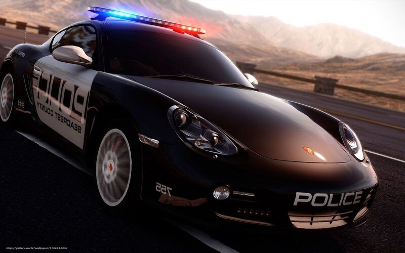 Black Police Sports Car — Dramatic, Sunset, 3d Render, Mountains