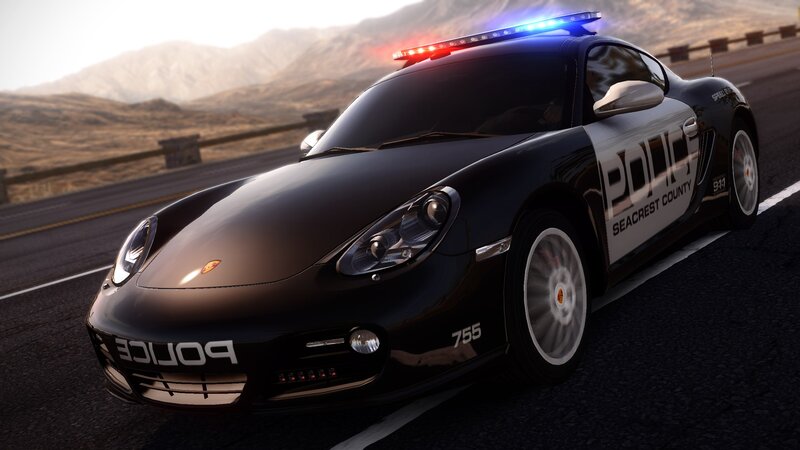 Black Police Sports Car — Dramatic, Sunset, 3d Render