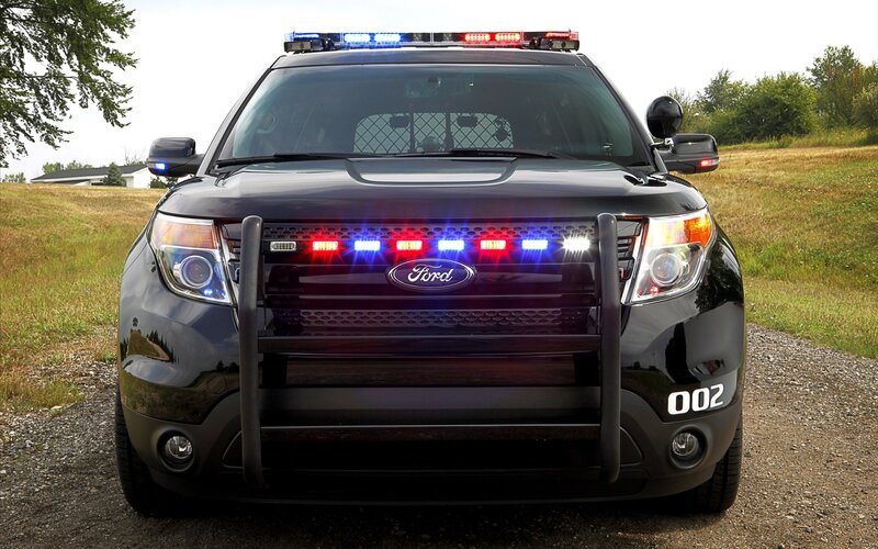 black police suv with lights