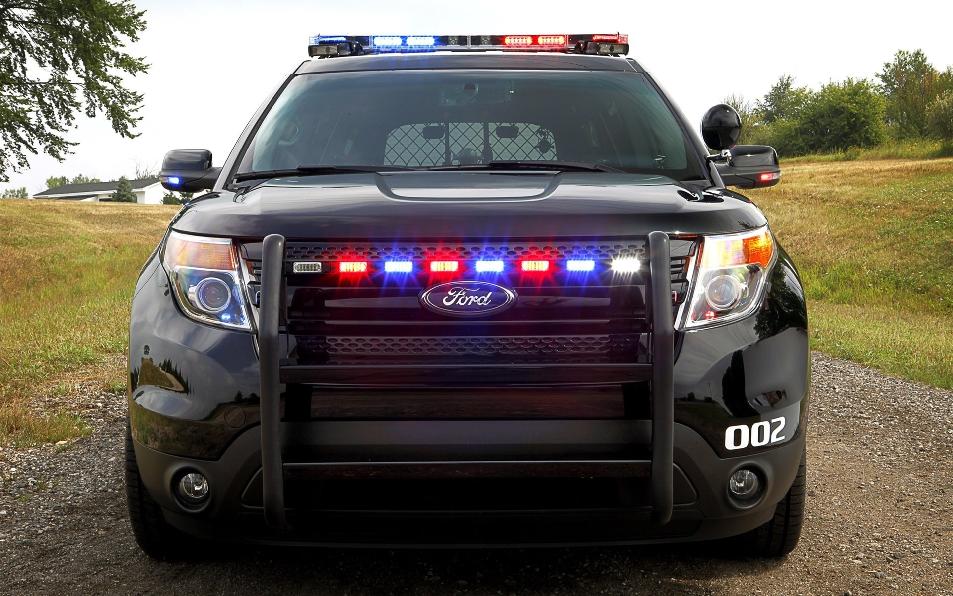 black police suv with lights