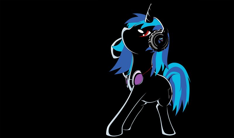 Black Pony with Blue Mane — Dark