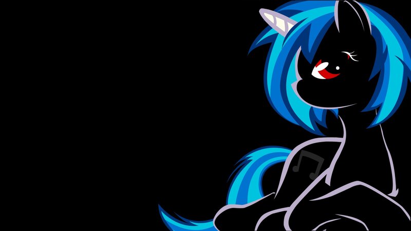 Black Pony with Blue Mane — Dramatic, Digital Art