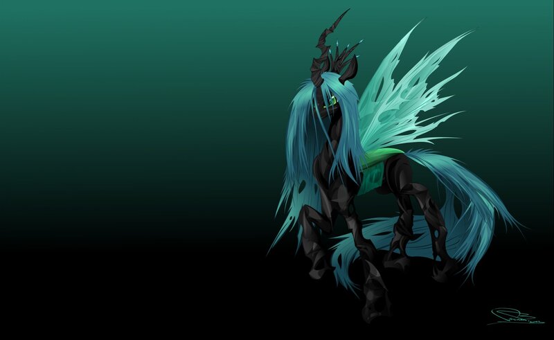 Black Pony with Blue Mane — Dramatic, Night
