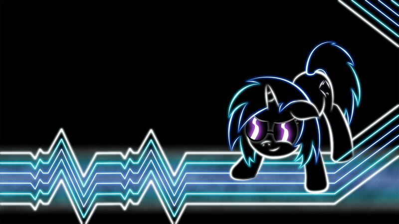 Black Pony with Glowing Outline — Futuristic