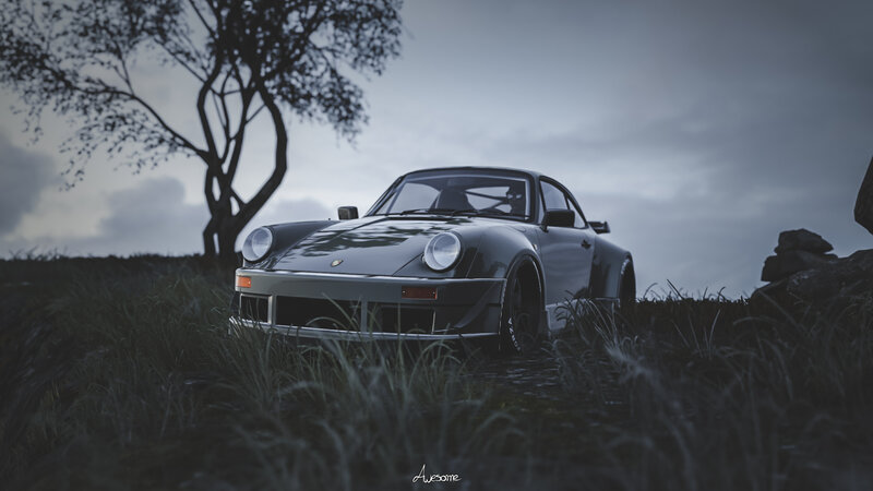 Black Porsche 911 Car — Gray