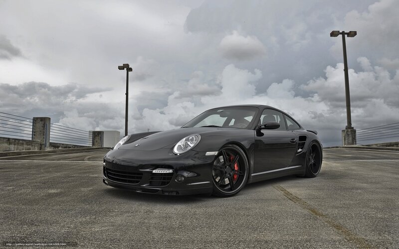 Black Porsche 911 Turbo parked