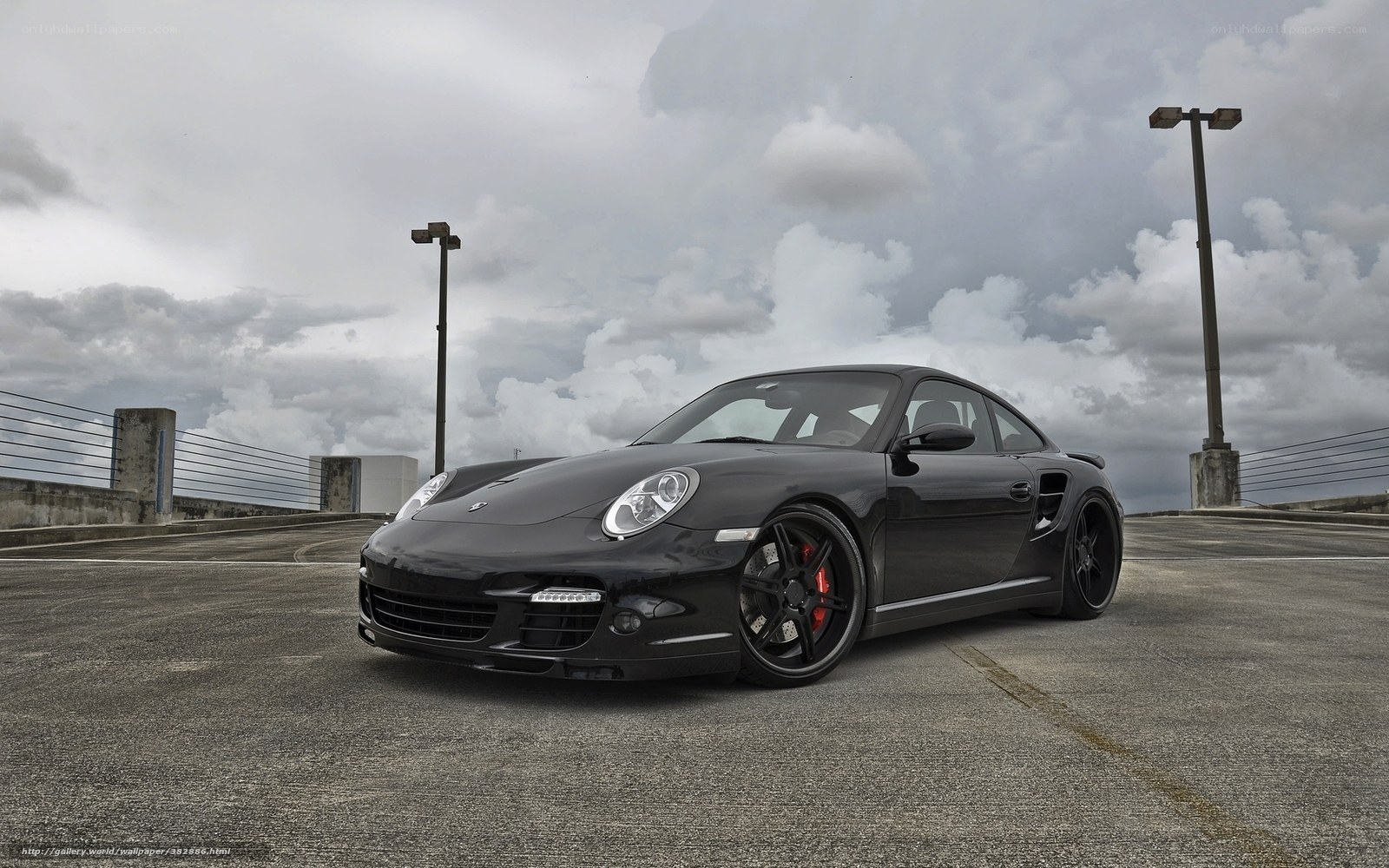 Black Porsche 911 Turbo parked