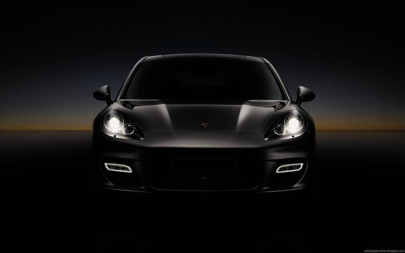 black porsche at night