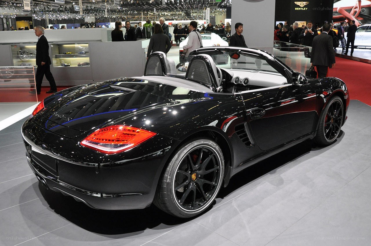 Black Porsche Boxster on display