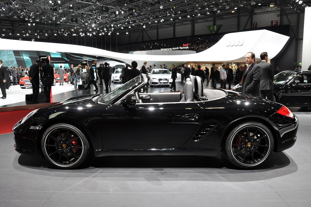 Black Porsche Boxster on display