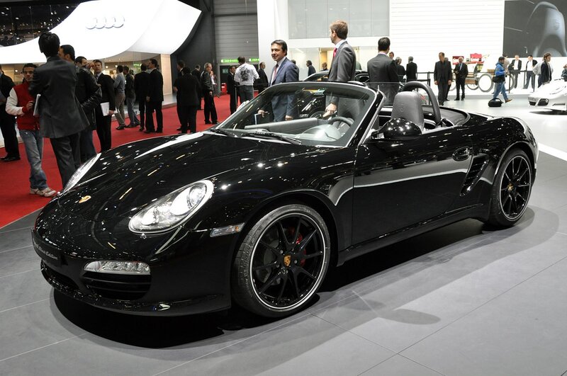 Black Porsche Boxster on display
