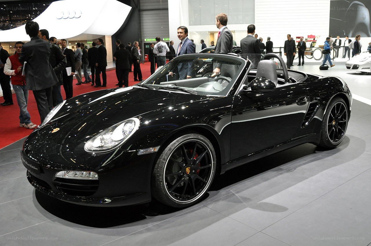 Black Porsche Boxster on display