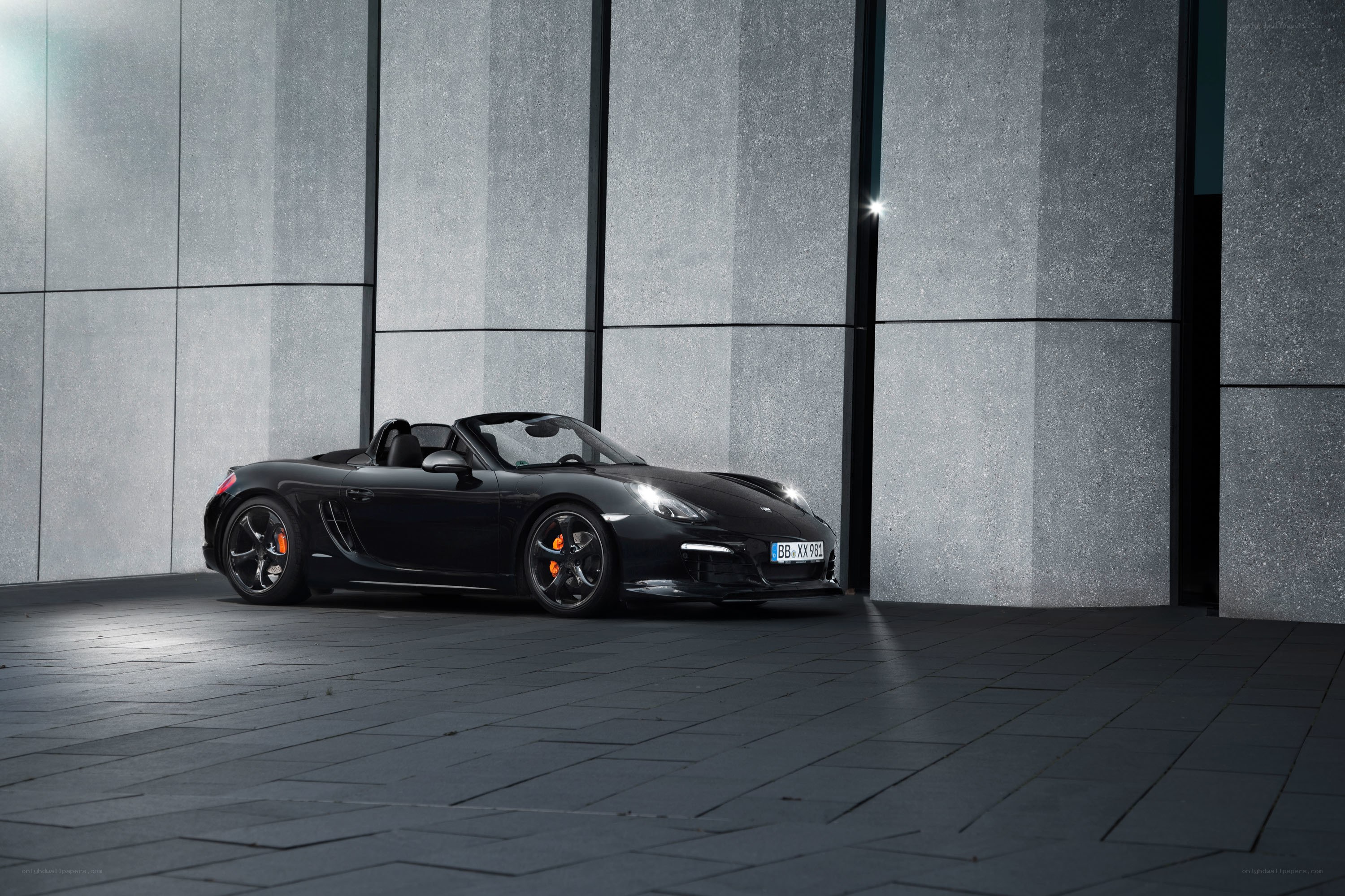 Black Porsche Boxster parked