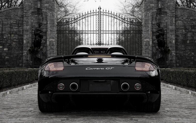 Black Porsche Carrera GT — Dramatic, Photograph