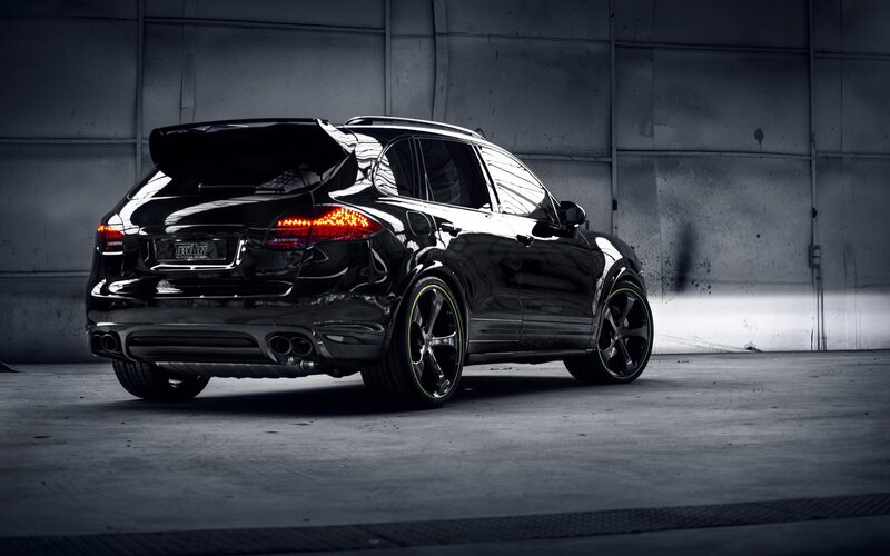 Black Porsche Cayenne — Dramatic, Photograph, Car, Tire