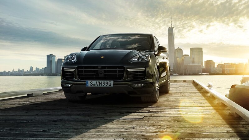 Black Porsche Cayenne — Dramatic, Sunset