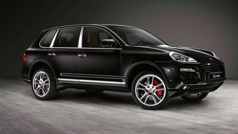 Black Porsche Cayenne Turbo — Dramatic, Photograph