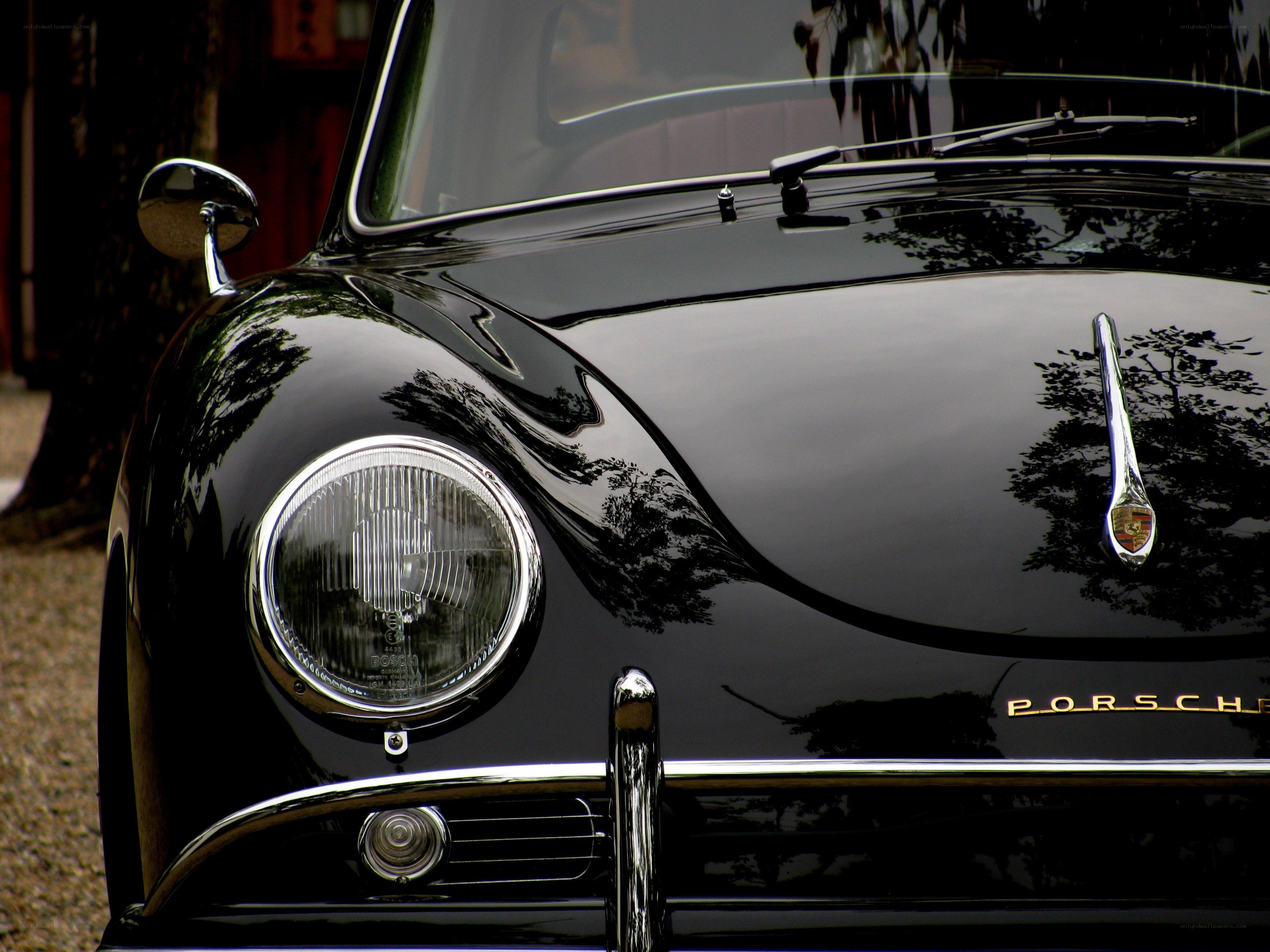 Black Porsche classic car front
