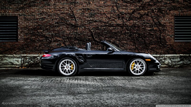 Black Porsche Convertible — Dramatic, Photograph, Brick Wall, Vines