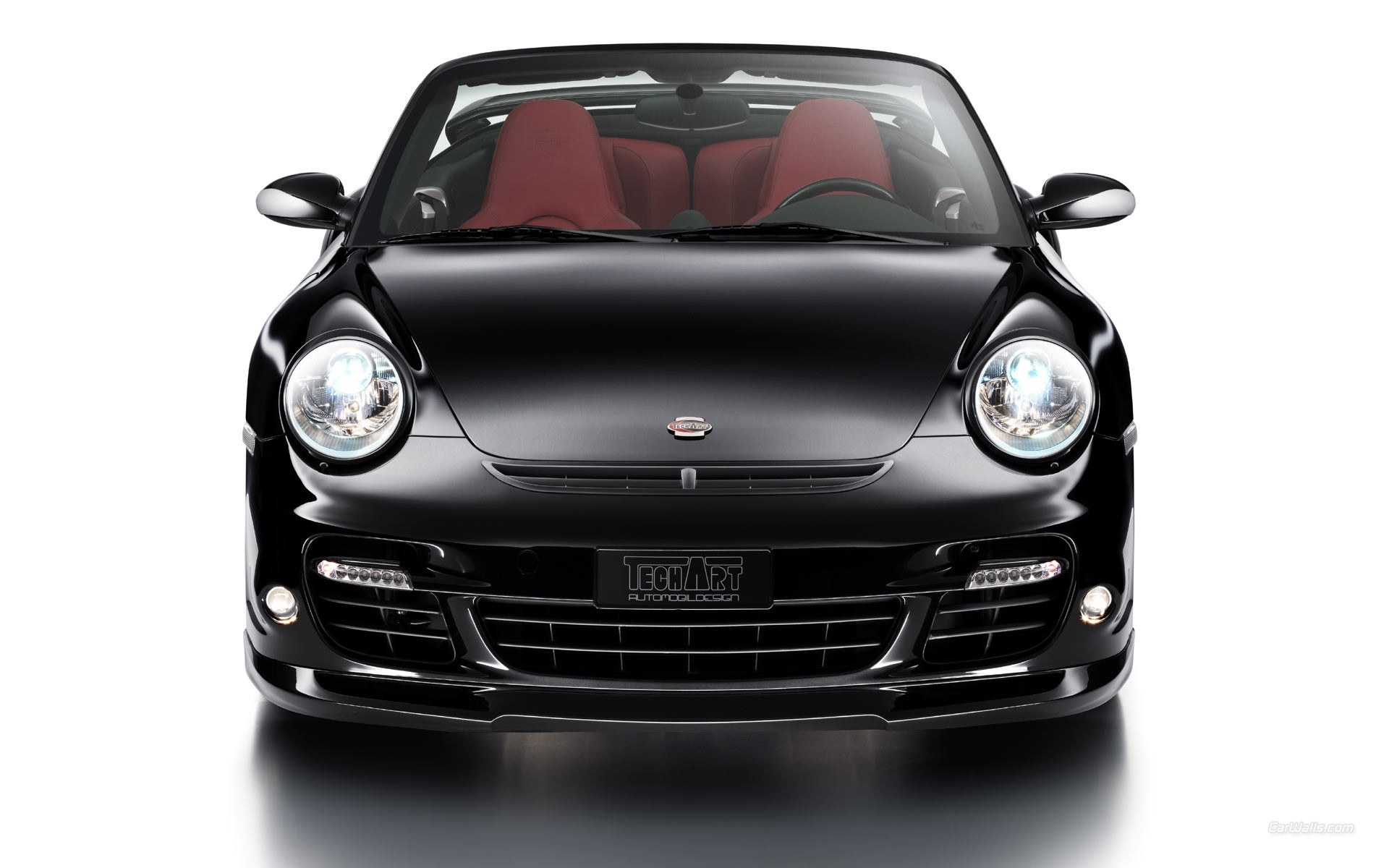black porsche convertible front view