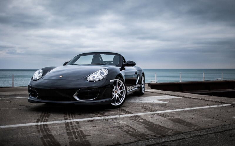 Black Porsche Convertible — Gray