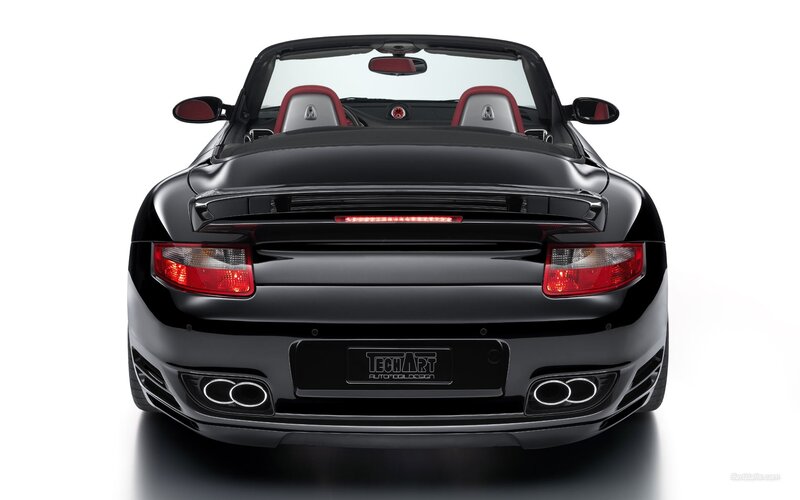 black porsche convertible rear view