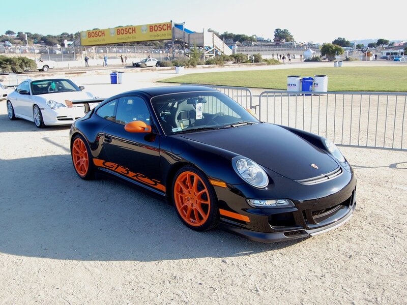 Black Porsche GT3 RS with orange accents